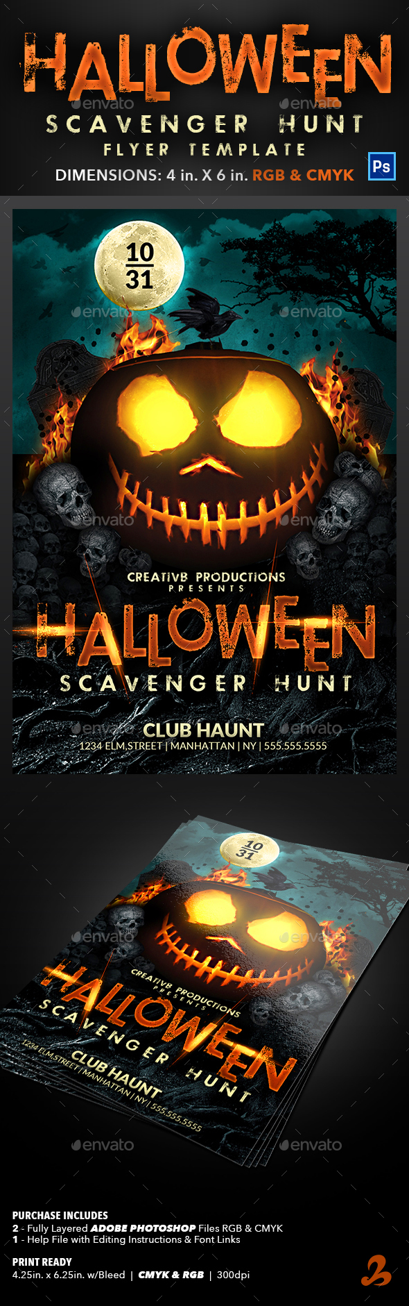 Halloween Scavenger Hunt Flyer Template by CreativB GraphicRiver